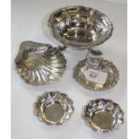 A Victorian silver butter shell, on three shell feet, Sheffield 1894 by Harry Aitken, together