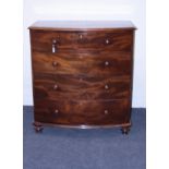 A Victorian mahogany bow front chest, the moulded edge top over four graduated long drawers each