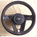 Bentley steering wheel, modern 3 Spoke type, trimmed in black, unused, recent display example