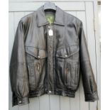 A black leather bomber jacket