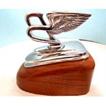 Bentley winged B radiator mascot desk piece, mounted in the factory on a shaped polished wood base