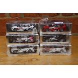 A collection of six Spark 1:43 cased 2009 Audi A4 DTM cars, all signed by Oliver Jarvis and other