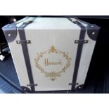 Harrods of London, a large picnic hamper box, leather straps, brass fittings, good condition, no