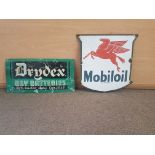 A vintage hard enamel Mobil Oil advertising wall sign, 39cm wide, together with a vintage