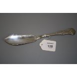 A William IV silver caviar knife, with scallop decorated handle and reverse of blade London 1833,