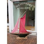 A large well made Edwardian scratch-built self-steering pond yacht, Racing Green hull and keel,