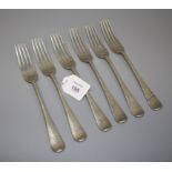 Jackson and Fullerton, a set of six silver Old English pattern table forks, London 1900