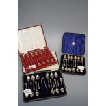 F.H., a cased set of twelve silver seal top coffee spoons, Sheffield 1976, together with a set of