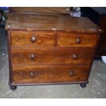 A Victorian mahogany chest, of two short and two long graduated drawers with knop handles, on turned