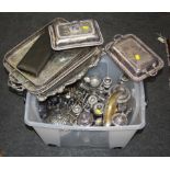 A large quantity of Victorian and later EPNS, including trays, ice pail, part tea sets, toast racks,