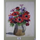 Mary Hughes (20th century) Poppies in a stone jug watercolour, signed lower right 36 x 27cm