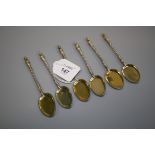 Aldwinckle and Slater, a set of six silver and gilt ice cream spoons, each with classical figural