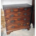 A George III mahogany chest of drawers, two short over three long, 96cm wide