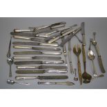Sansom and Sons, five Victorian silver handled table knives, five Austrian Christophle table knives,