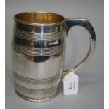 Peter, Ann and William Bateman, an early 19th century silver tankard of barrel form, with swept