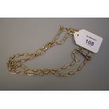 A 9ct gold oval open link necklace, with an attached watch link clip
