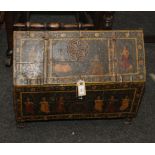 A 19th/20th century Rajahstan painted marriage chest with conical top, 59cm high