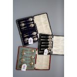 Thomas Bradbury and Sons, a cased set of six silver teaspoons and sugar tongs, each with scallop