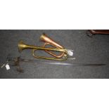 A Victorian officers dress sword, with pipe back blade and pierced VR cypher to the folding hilt,