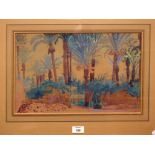 Wyndham Tryon (British 1883-1942) Spanish Garden watercolour 25 x 40cm Adams Gallery label verso