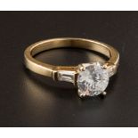 A single stone diamond ring, the brilliant cut diamond in raised claw mount above single stone