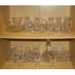 A collection of 20th century cut table crystal including decanter, stemmed wines, tumblers and other