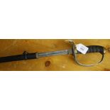 A Victorian Infantry pattern Officer's sword, wire bound rayskin handle, later silver painted