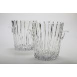 A pair of large 20th century cut crystal ice pails, each with twin lobed handles, 23 x 28cm