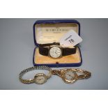 A lady's 9ct gold wristwatch, circular dial, Arabic numerals, lever platform movement and expandable