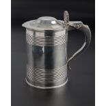 Robert Pearce, an early 19th century cylindrical lidded tankard, the domed cover with shell thumb