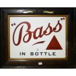 Breweriana, and early 20th century milk glass advertising sign, for Bass Bottled Ales, with Red