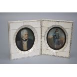 After Gainsborough A portrait miniature of The Blue Boy, together with a bust length portrait