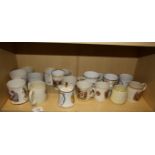 A Royal Doulton 1911 commemorative beaker, together with thirty-one later commemorative mugs and