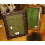 An Edwardian snakeskin photograph frame, with easel support, 24.5 x 18cm, together with a
