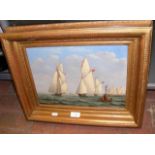 Oil on canvas of sailing boats off The Needles - 2