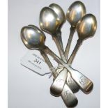 Set of six Georgian silver egg spoons by Mary & El