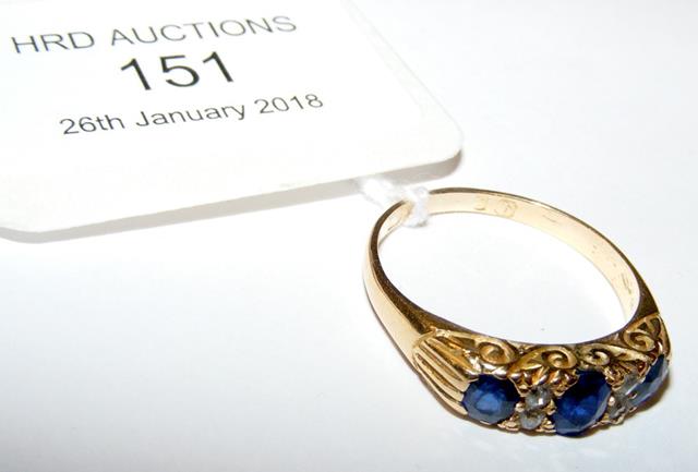 A lady's 18ct gold sapphire and diamond ring