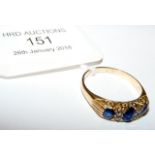 A lady's 18ct gold sapphire and diamond ring