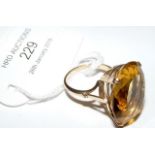 A 9ct gold citrine dress ring