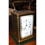 A 13cm high brass cased carriage clock