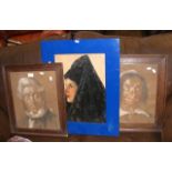 Two Victorian pastels, together with one other por