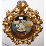 Decorative gilt wall mirror - 66cm