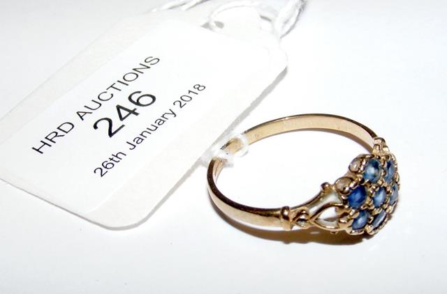 A 9ct gold sapphire cluster ring