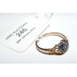 A 9ct gold sapphire cluster ring