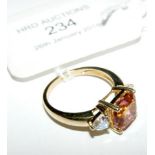 A 9ct gold three stone ring