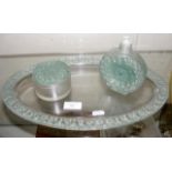 A Lalique dressing table tray with matching scent