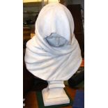 Plaster bust of hooded lady - stamped Austin - 60c