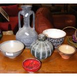 Selection of studio pottery, including Leach