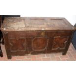 Antique oak panelled coffer - 130cm