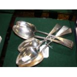 Five silver serving spoons - London hallmarks - va